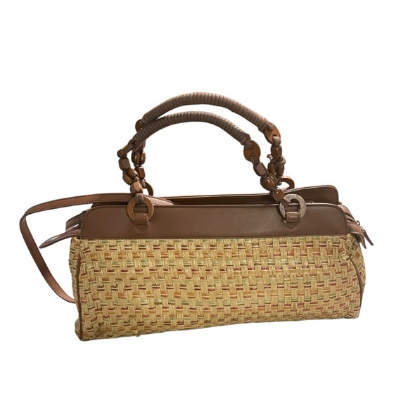 Vintage Etienne Aigner Woven Wood Brown Hand/Long Strap Boho Style Purse - Picture 10 of 14